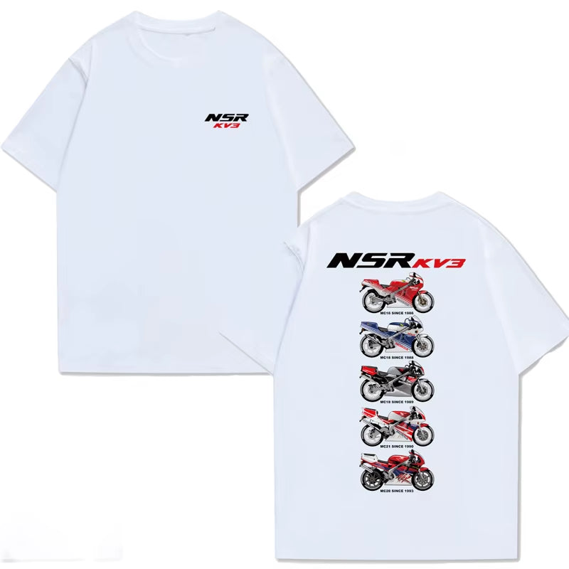 NSR250R-KV3 Classic Two-Stroke Nostalgic Motorcycle Memory Cotton Round-Neck Casual Short-Sleeved T-Shirt