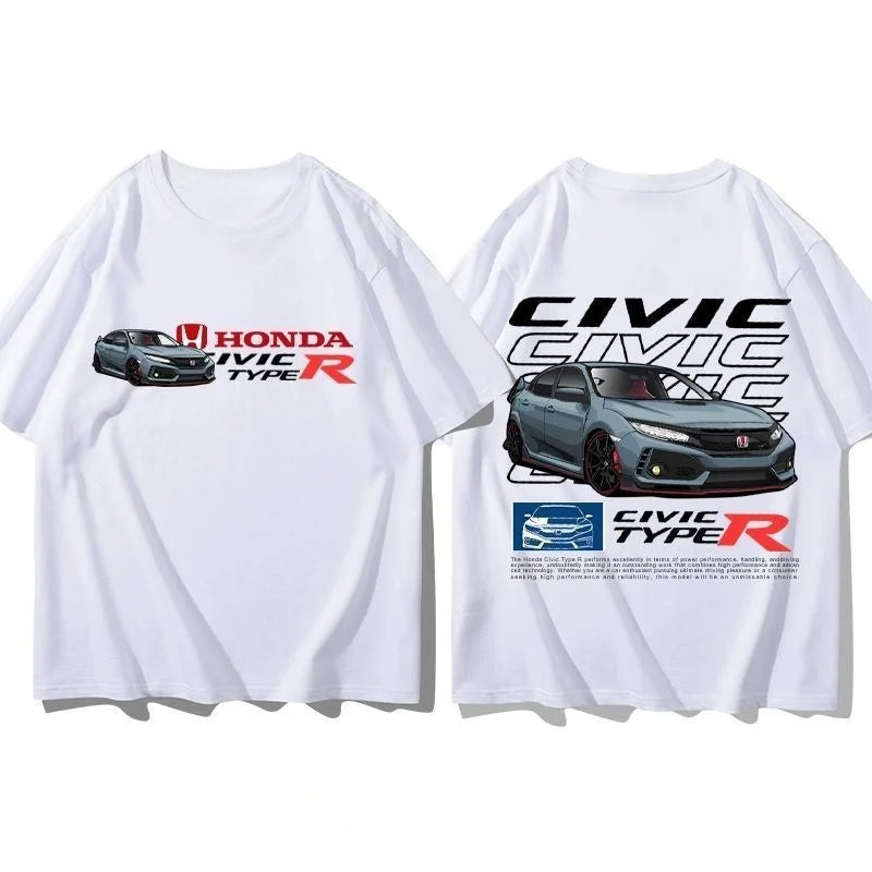 Civic Motorcycle Short-Sleeved Classic Modified Car Culture JDM Car Racing Fan T-Shirt Club Men'S Top