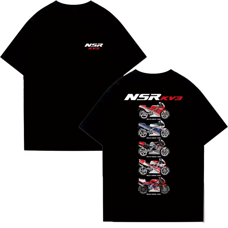 NSR250R-KV3 Classic Two-Stroke Nostalgic Motorcycle Memory Cotton Round-Neck Casual Short-Sleeved T-Shirt