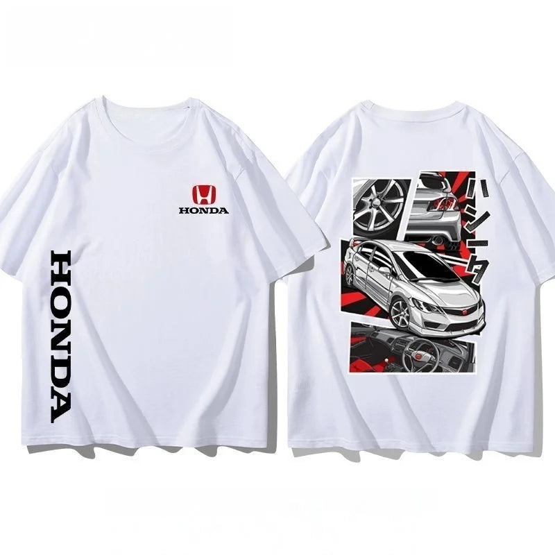 Civic Motorcycle Short-Sleeved Classic Modified Car Culture JDM Car Racing Fan T-Shirt Club Men'S Top
